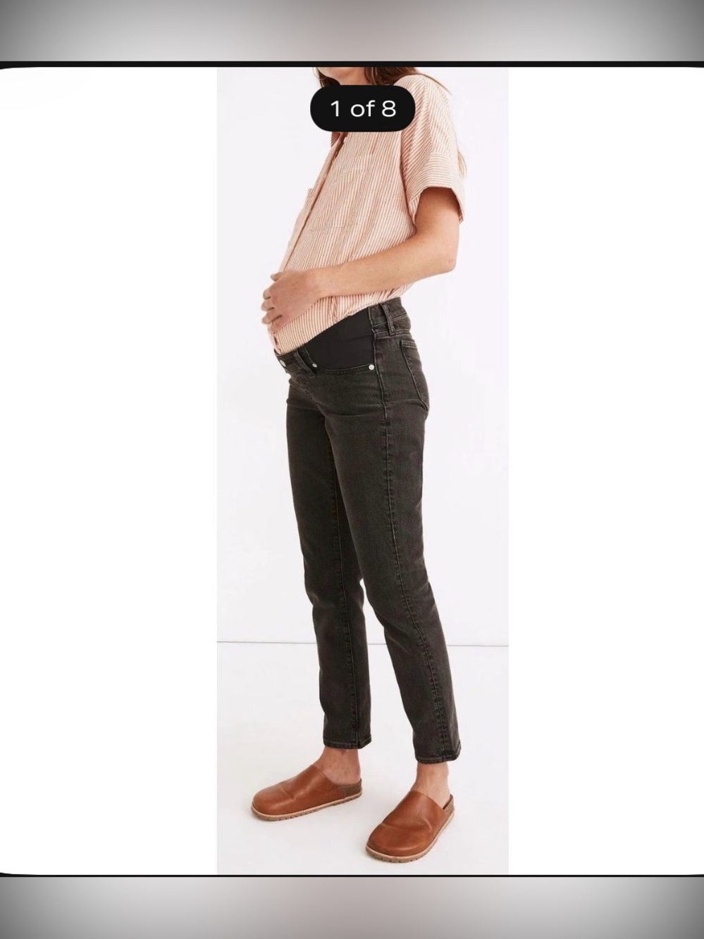 Maternity Straight-Leg Jeans in Washed Black